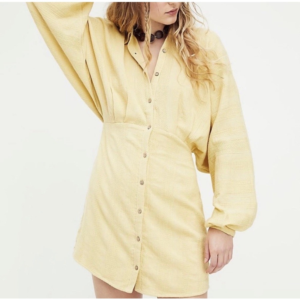 NWT Free People Moni Mini Dress‎ Yellow Size M